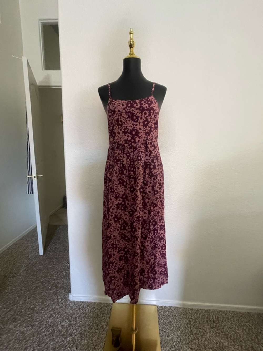 wild fable Burgundy and Pink Floral Maxi Dress